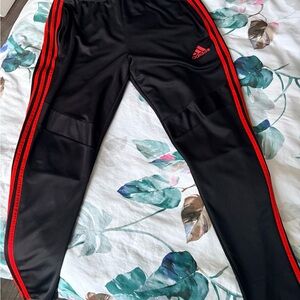 Adidas Men’s Black Track Pants with Red Stripes